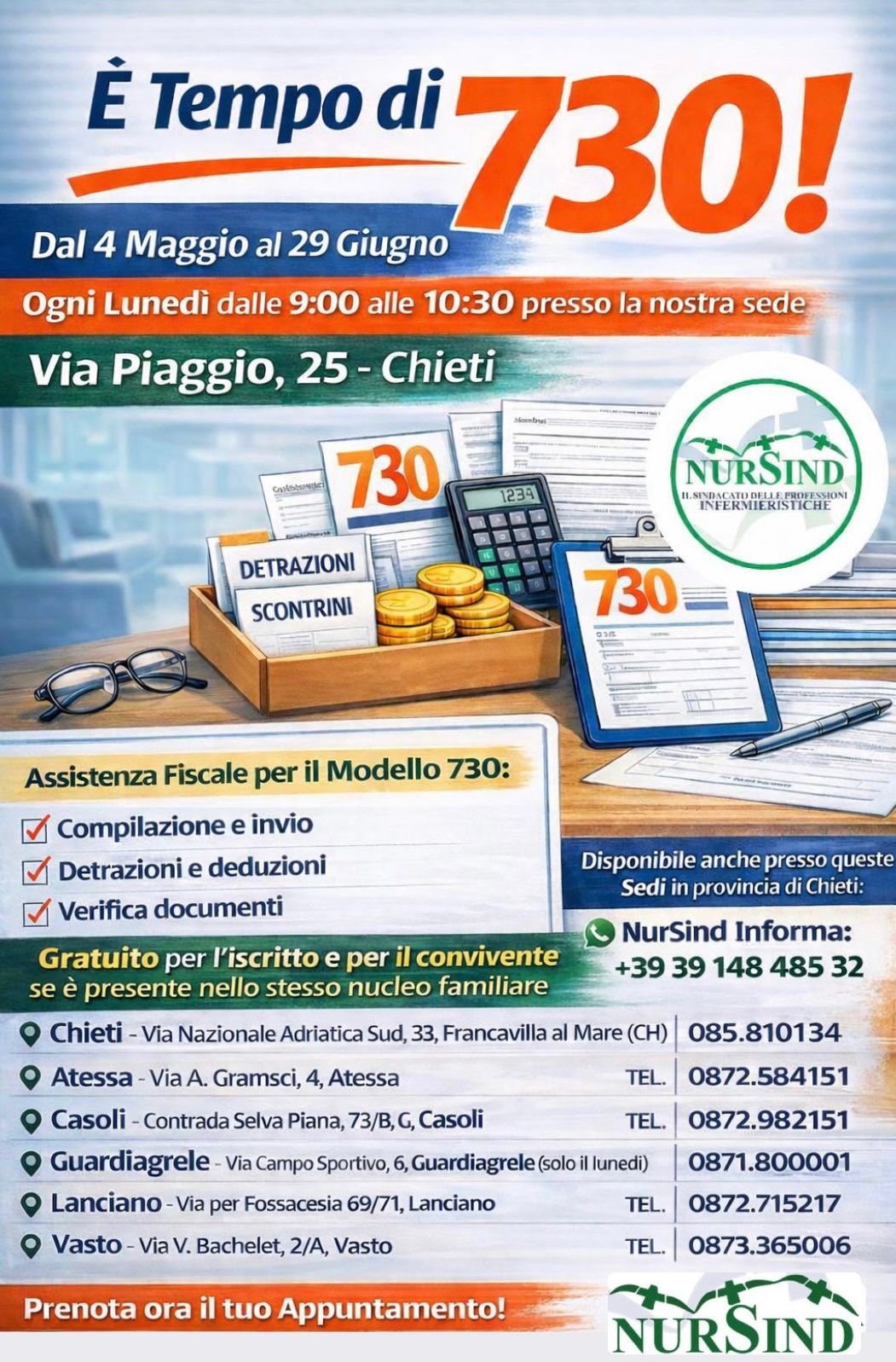 Scopri di pi&ugrave; sull'articolo &Egrave; tempo di 730 e non solo! Fallo con Nursind Chieti!